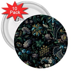 Pattern Flowers Plants Leaves 3  Buttons (10 Pack) 