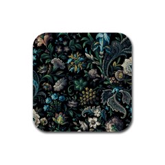 Pattern Flowers Plants Leaves Rubber Square Coaster (4 Pack)