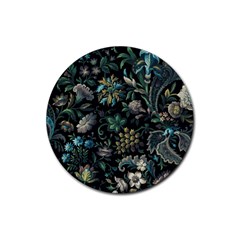 Pattern Flowers Plants Leaves Rubber Coaster (round)