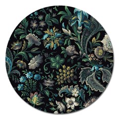 Pattern Flowers Plants Leaves Magnet 5  (round)