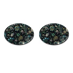 Pattern Flowers Plants Leaves Cufflinks (oval)