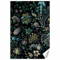 Pattern Flowers Plants Leaves Canvas 12  X 18 