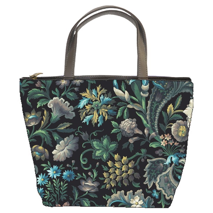 Pattern Flowers Plants Leaves Bucket Bag