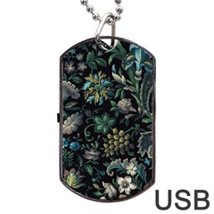 Pattern Flowers Plants Leaves Dog Tag Usb Flash (two Sides)