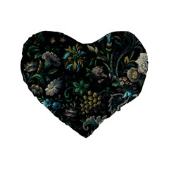 Pattern Flowers Plants Leaves Standard 16  Premium Heart Shape Cushions