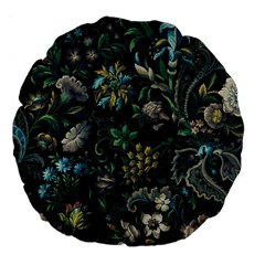 Pattern Flowers Plants Leaves Large 18  Premium Flano Round Cushions