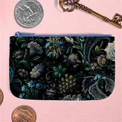 Pattern Flowers Plants Leaves Large Coin Purse