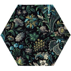 Pattern Flowers Plants Leaves Wooden Puzzle Hexagon