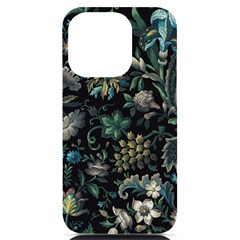 Pattern Flowers Plants Leaves Iphone 14 Pro Black Uv Print Pc Hardshell Case