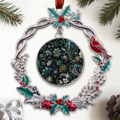 Pattern Flowers Plants Leaves Metal X mas Wreath Holly Leaf Ornament by Posterlux