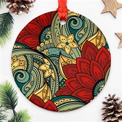 Pattern Shape Colorful Flower Leaves Ornament (round)