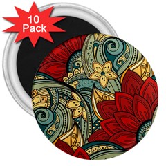 Pattern Shape Colorful Flower Leaves 3  Magnets (10 Pack)  by Posterlux