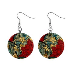 Pattern Shape Colorful Flower Leaves Mini Button Earrings