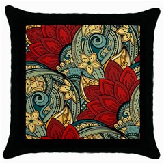 Pattern Shape Colorful Flower Leaves Throw Pillow Case (black)