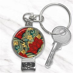 Pattern Shape Colorful Flower Leaves Nail Clippers Key Chain by Posterlux