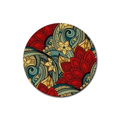 Pattern Shape Colorful Flower Leaves Rubber Coaster (round)