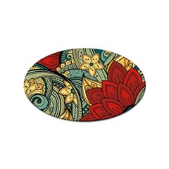 Pattern Shape Colorful Flower Leaves Sticker (oval)