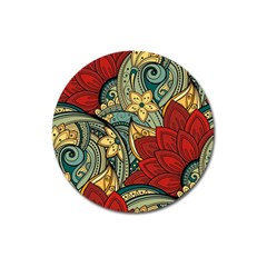 Pattern Shape Colorful Flower Leaves Magnet 3  (round)