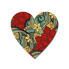 Pattern Shape Colorful Flower Leaves Heart Magnet