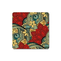 Pattern Shape Colorful Flower Leaves Square Magnet