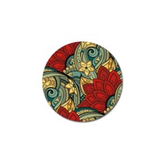 Pattern Shape Colorful Flower Leaves Golf Ball Marker (4 Pack) by Posterlux