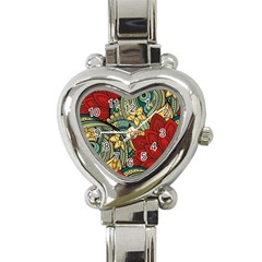 Pattern Shape Colorful Flower Leaves Heart Italian Charm Watch