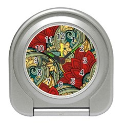 Pattern Shape Colorful Flower Leaves Travel Alarm Clock