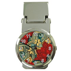 Pattern Shape Colorful Flower Leaves Money Clip Watches