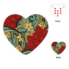 Pattern Shape Colorful Flower Leaves Playing Cards Single Design (heart) by Posterlux