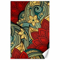 Pattern Shape Colorful Flower Leaves Canvas 24  X 36  by Posterlux