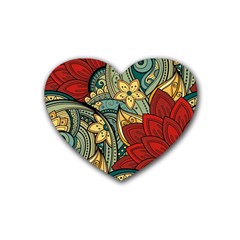 Pattern Shape Colorful Flower Leaves Rubber Coaster (heart)