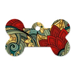 Pattern Shape Colorful Flower Leaves Dog Tag Bone (one Side) by Posterlux