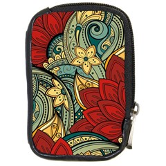 Pattern Shape Colorful Flower Leaves Compact Camera Leather Case