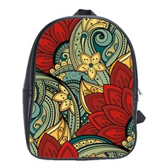 Pattern Shape Colorful Flower Leaves School Bag (large)