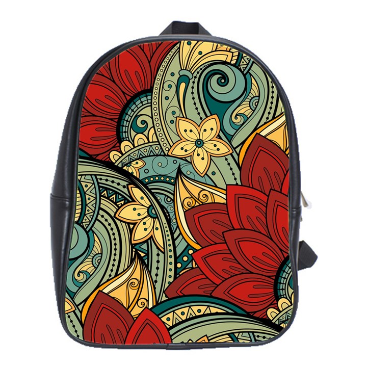 Pattern Shape Colorful Flower Leaves School Bag (Large)