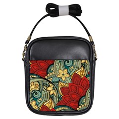 Pattern Shape Colorful Flower Leaves Girls Sling Bag