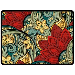 Pattern Shape Colorful Flower Leaves Fleece Blanket (large)