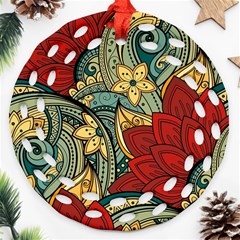 Pattern Shape Colorful Flower Leaves Ornament (round Filigree)