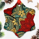 Pattern Shape Colorful Flower Leaves Snowflake Ornament (Two Sides) Front