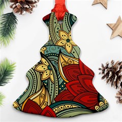 Pattern Shape Colorful Flower Leaves Christmas Tree Ornament (two Sides)