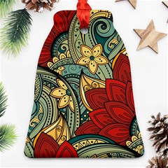 Pattern Shape Colorful Flower Leaves Bell Ornament (two Sides) by Posterlux