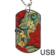 Pattern Shape Colorful Flower Leaves Dog Tag Usb Flash (one Side)