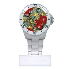 Pattern Shape Colorful Flower Leaves Plastic Nurses Watch by Posterlux