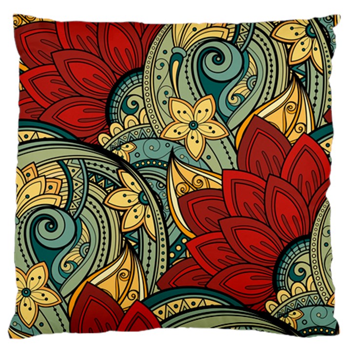 Pattern Shape Colorful Flower Leaves Large Premium Plush Fleece Cushion Case (One Side)