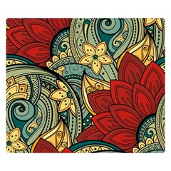 Pattern Shape Colorful Flower Leaves Two Sides Premium Plush Fleece Blanket (kids Size)