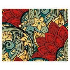 Pattern Shape Colorful Flower Leaves Two Sides Premium Plush Fleece Blanket (teen Size)