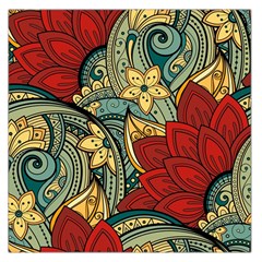 Pattern Shape Colorful Flower Leaves Square Satin Scarf (36  X 36 )