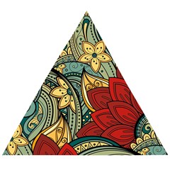 Pattern Shape Colorful Flower Leaves Wooden Puzzle Triangle by Posterlux