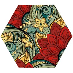 Pattern Shape Colorful Flower Leaves Wooden Puzzle Hexagon by Posterlux