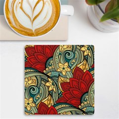 Pattern Shape Colorful Flower Leaves Uv Print Square Tile Coaster  by Posterlux